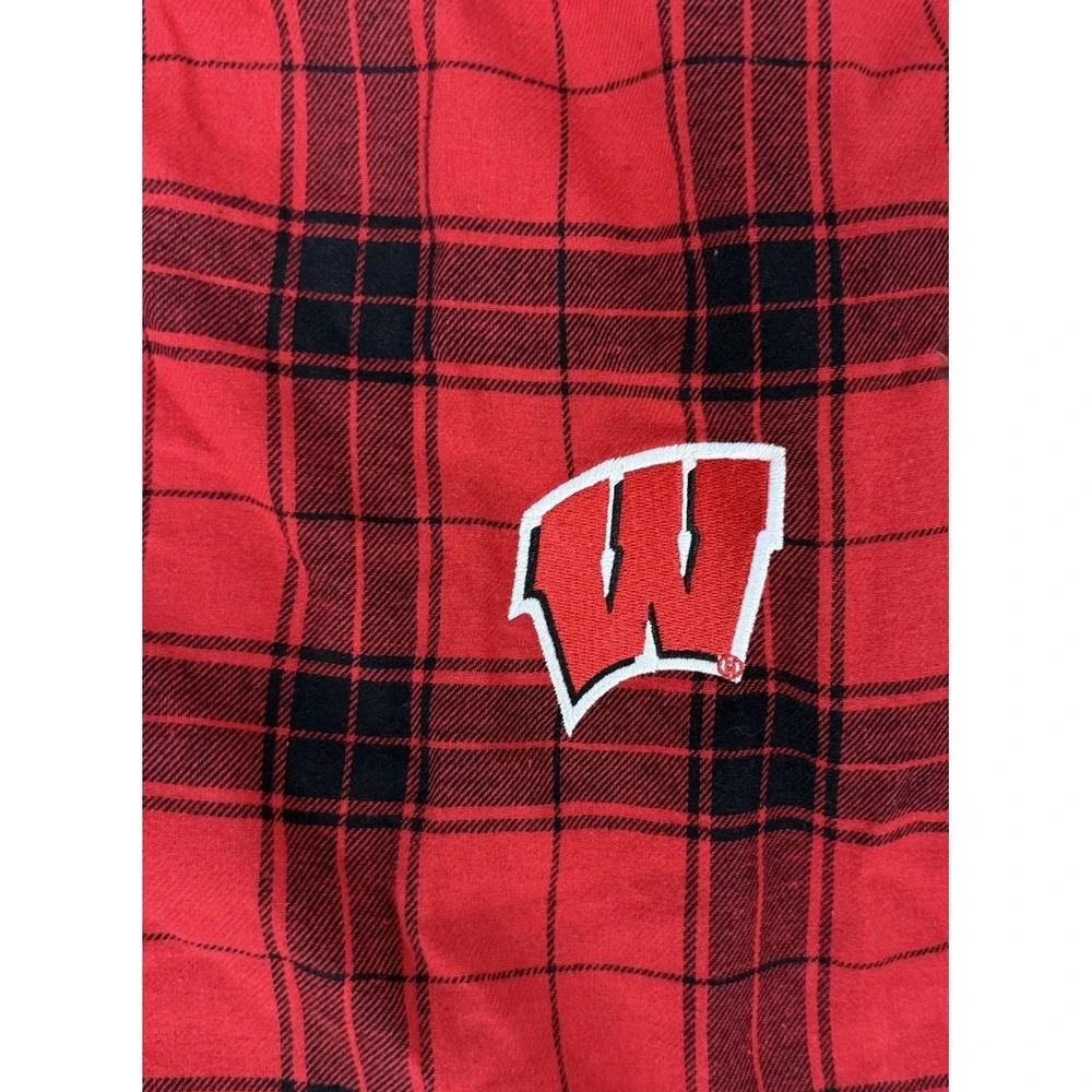 NWT Wisconsin Badgers Flannel Lounge Pants Men's L  Red Black Pajama Bottom PJ